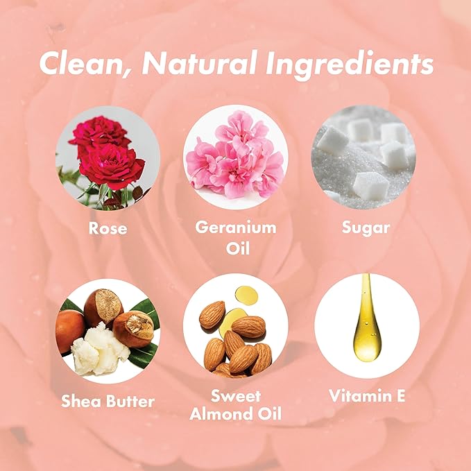 Rose Petal Scrub Foot & Body Exfoliator Infused with Vitamin E and Rose Natural Exfoliating Sugar Body Scrub for Toning Cellulite Skin Care by Handmade Heroes-VivaGrace Women