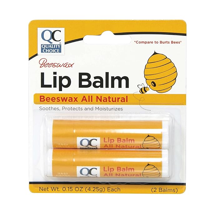 Quality Choice Beeswax Lip Balm All Natural 2 Tubes 0.15oz Each (1)-VivaGrace Women