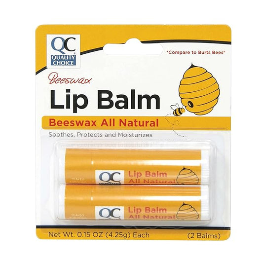 Quality Choice Beeswax Lip Balm All Natural 2 Tubes 0.15oz Each (1)-VivaGrace Women