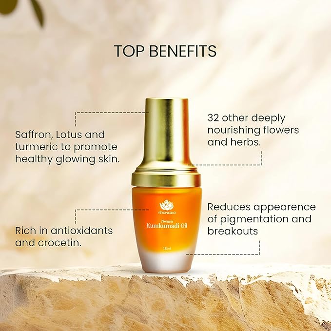 Shankara Kumkumadi Oil with Pure Saffron and Ayurvedic Herbs (Rose Aroma 18ml)-VivaGrace Women