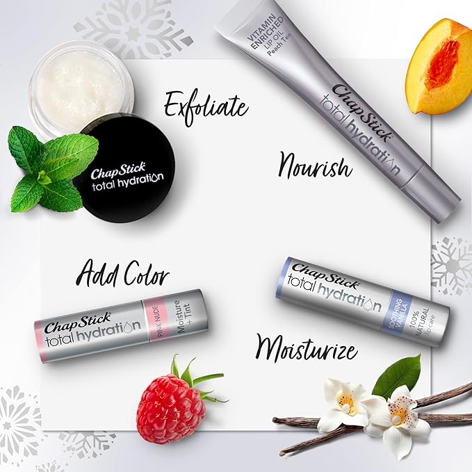ChapStick Total Hydration Lip Kit Gift Set, Lip Moisturizer, Lip Scrub and Lip Balm Set - 4 Count-VivaGrace Women