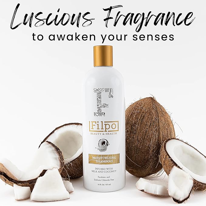 FILPO Coconut Milk Moisturizing Shampoo - Sulfate Free with Coconut Oil and Argan Oil, Clarifying for Natural and Curly Hair Care-VivaGrace Women