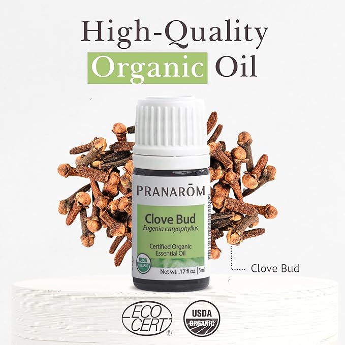 Pranarom USDA Certified Organic Clove Essential Oil (5ml), 100% Pure Undiluted Therapeutic Grade from Sri Lanka & Madagascar for Aromatherapy, Diffuser, Immune Support, DIY Cleaning, Warm Scent-VivaGrace Women