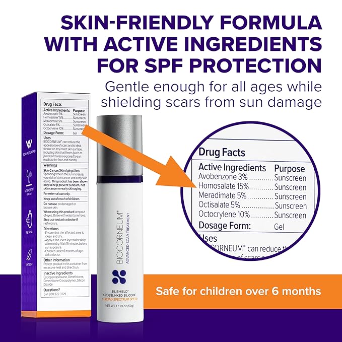 Biocorneum Advanced Scar Treatment with Silishield® & SPF 30 20g – Fast-Drying, Water-Resistant Silicone Scar Gel - Surgeon Recommended Scar Removal for New & Old Scars - Suitable for Children-VivaGrace Women