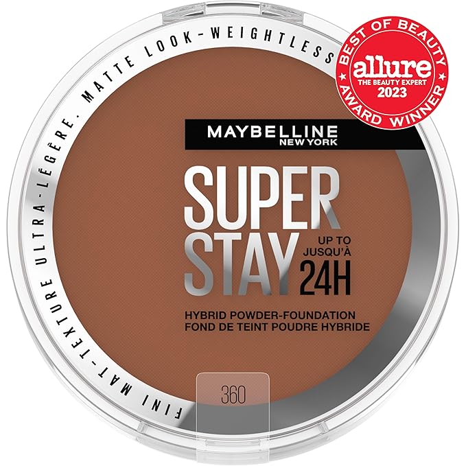 Maybelline Super Stay Up to 24HR Hybrid Powder-Foundation, Medium-to-Full Coverage Makeup, Matte Finish, 360, 1 Count-VivaGrace Women