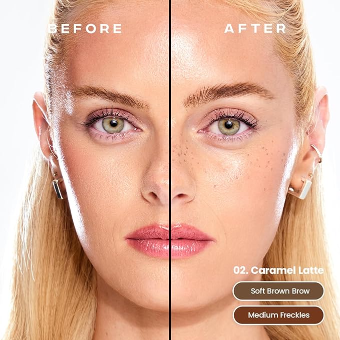 Sacheu Brow & Freckle STAY-N Tinted Eyebrow Gel & Faux Freckle Pen — 2-in-1 Longwear Water Resistant Brows Tint, Cruelty-Free & Vegan, Caramel Latte-VivaGrace Women