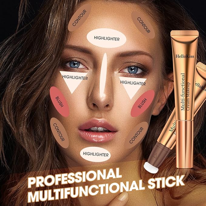 Liquid Contour Beauty Wand, Cream Liquid Contour Stick Matte Bronzer Stick with Cushion Applicator, Lightweight Blendable, Long Lasting Silky Liquid Face Shaping & Contouring Stick | 0# Contour Light brown-VivaGrace Women
