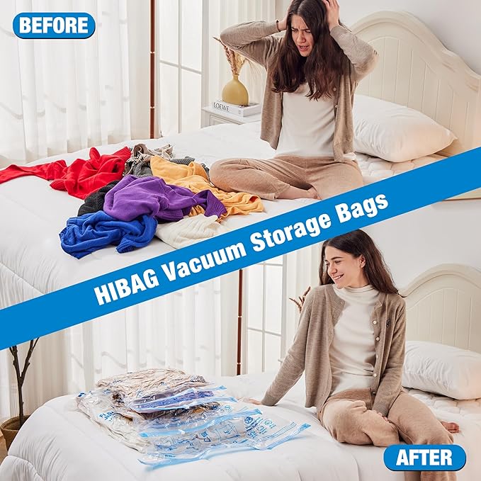 HIBAG Vacuum Storage Bags, 30-Pack Space Saver Vacuum Storage Bags, Vacuum Seal Bags for Clothing, Clothes, Comforters and Blankets (30C)-VivaGrace Women