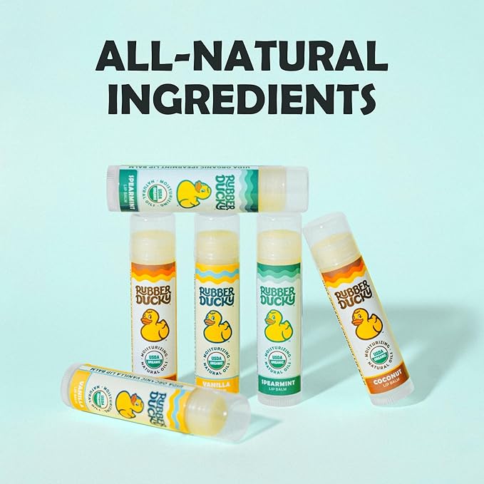 Rubber Ducky Sunscreen - Organic Lip Balm for Women, All Natural Lip Balm Stick with Vitamin E - Moisturizing & Hydrating Lip Balm for Dry Lips - Untinted and Non-Toxic Lip Care - Vanilla, 3 Pack-VivaGrace Women