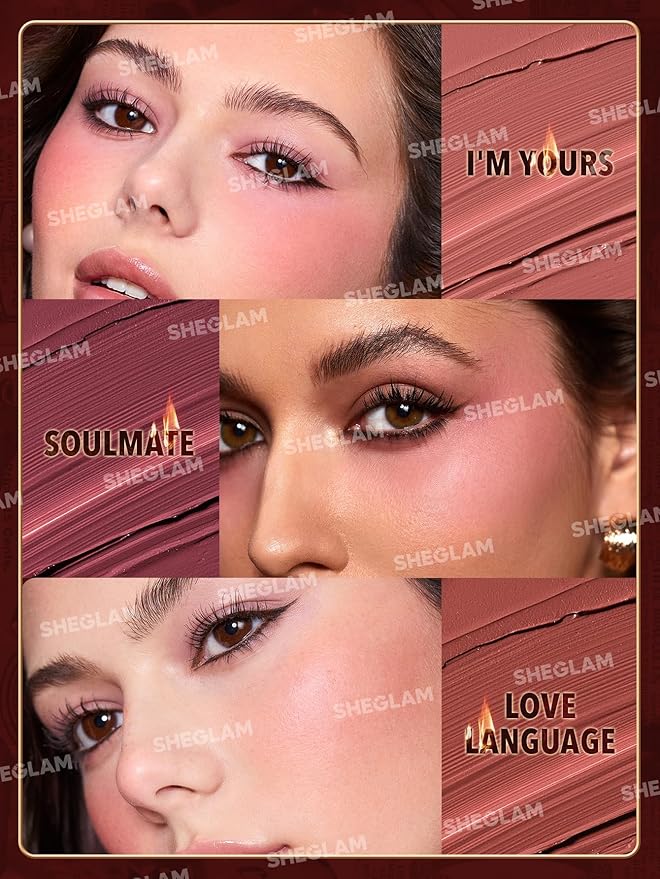 SHEGLAM Ember Rose Collection Valentines Gift Pink Lip Gloss Pink Blush Lipstick Eyeshadow Makeup Kit Red Makeup Collection-VivaGrace Women
