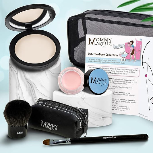 Out The Door Collection | Talc-free 5-piece Mineral Makeup Set | LULLABY (Light) - For porcelain to very fair complexions + CAMEO - A light nude pink-VivaGrace Women