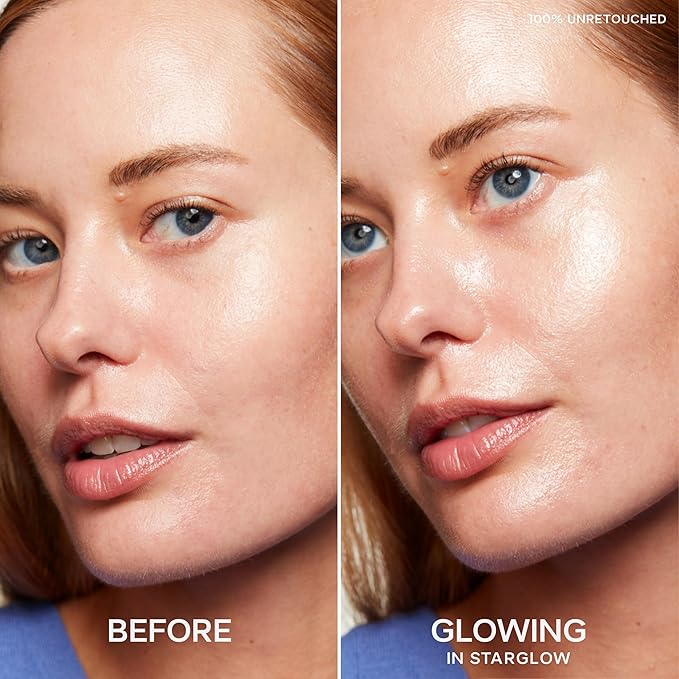 Saie Glowy Super Gel - Hydrating Makeup Primer and Illuminating Glow Serum Enriched with Vitamin C and Squalane Oil - All-Over Liquid Highlighter Makeup for Instant Glass Skin - Starglow (1 oz)-VivaGrace Women