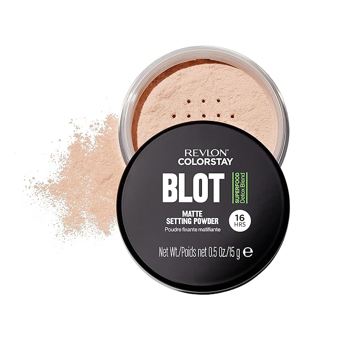 Revlon ColorStay Blot Face Powder, Mattifying, Blurring & Oil Absorbing Setting Powder, Absorb Sebum, Blurs Imperfections and Reduces Pore Appearance, 0.5 oz-VivaGrace Women