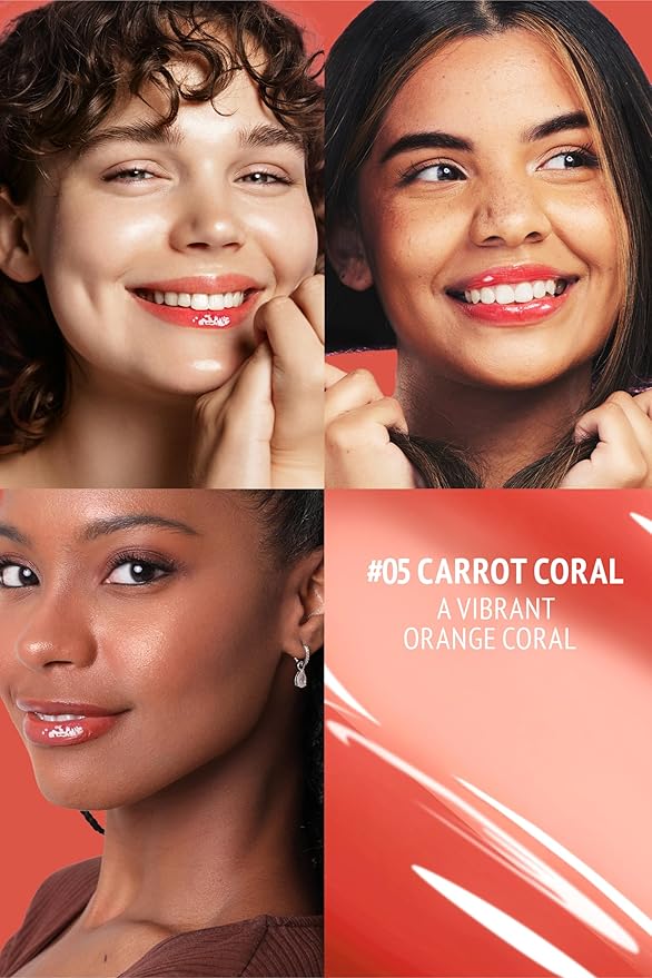 Veganize Collagen Lip Glass Balm | Hydrating Lip Balm in 9 Vibrant Colors | Moisturizing Lip Care Infused with Collagen Jelly Magic | No Animal Trial Lip Balm 0.06 oz (No. 05 Carrot Coral)-VivaGrace Women