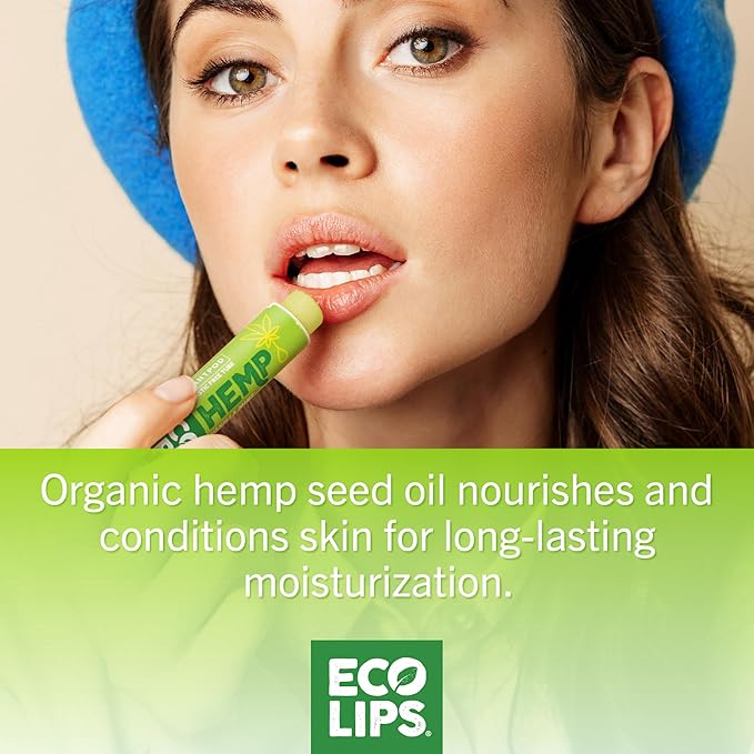 Eco Lips Organic Hemp Lip Balm with Beeswax, Coconut Oil, Vitamin E. Best Lip Balm to Soothe & Moisturize Dry, Chapped Lips (Vanilla Mint, 6-Pack)-VivaGrace Women