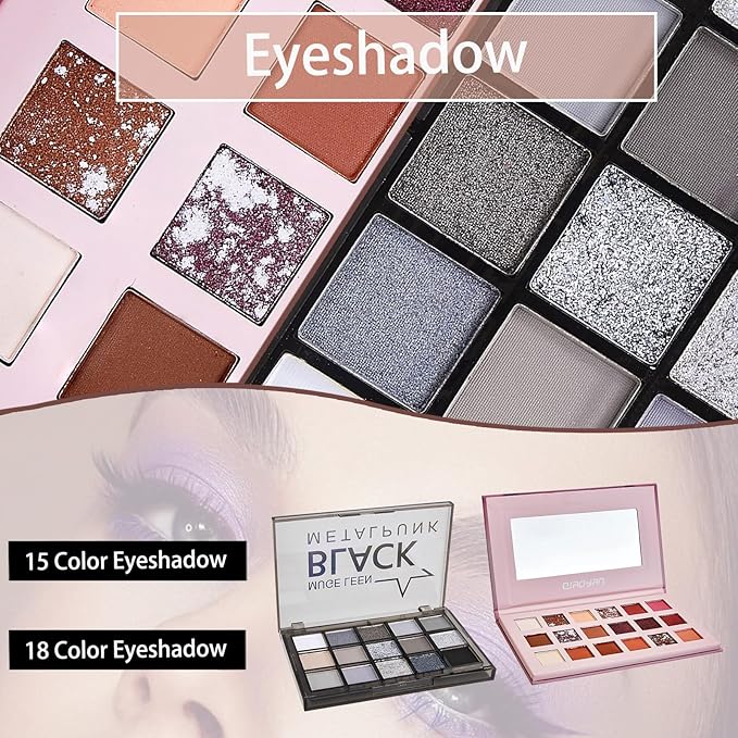All In One Makeup Kit, Travel Makeup Kit, Makeup Gift Set, Makeup Kit for Women Full Kit, Makeup Bundle Includes Foundation Eyeshadow Palette Lipstick Eyeliner Mascara Contour Stick Cosmetic Brush Set-VivaGrace Women