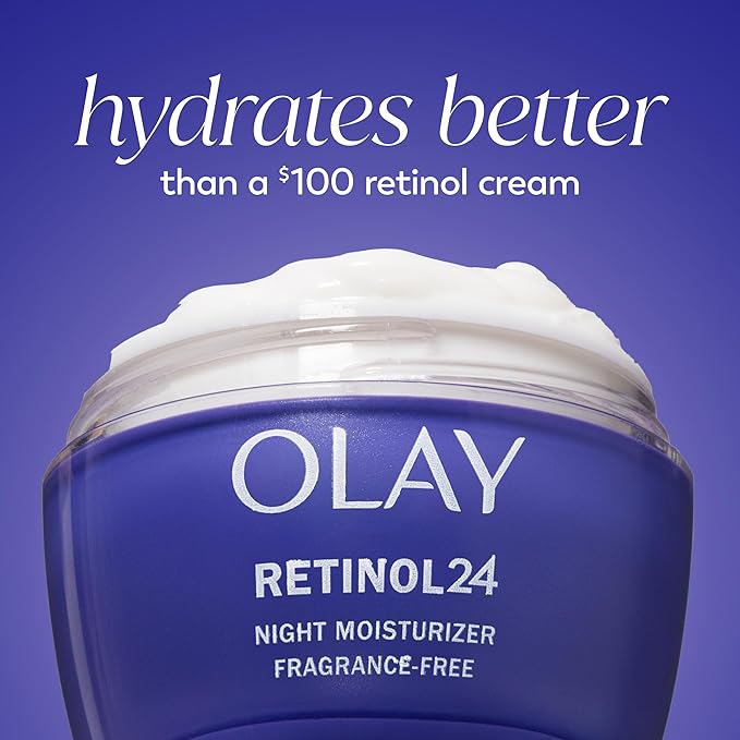 Olay Retinol 24 Face Moisturizer, Anti-Aging Night Cream for Women, Trial Size, Fragrance-Free, Non Greasy - Anti-Wrinkle, Smooth Fine Lines, Tightening Skin Care - Peptides, Glycerin, 0.5 Oz-VivaGrace Women
