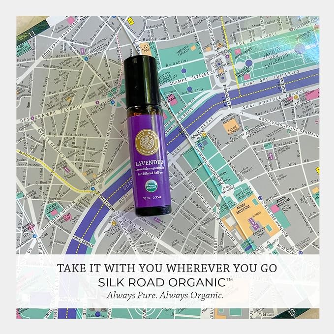 Silk Road Organic Lavender Essential Oil Roll On, Lavandula Angustifolia, 100% Pure USDA Certified Aromatherapy for Calming, Relaxation & Skin - 10 ml Roller - Always Pure, Always Organic-VivaGrace Women