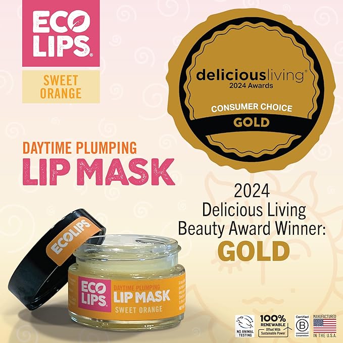 Eco Lips Plumping Daytime Lip Mask with Hyaluronic Acid and Upcycled Cloudberry Oil, 2-pack by Eco Lips 100% Natural. Made in USA-VivaGrace Women