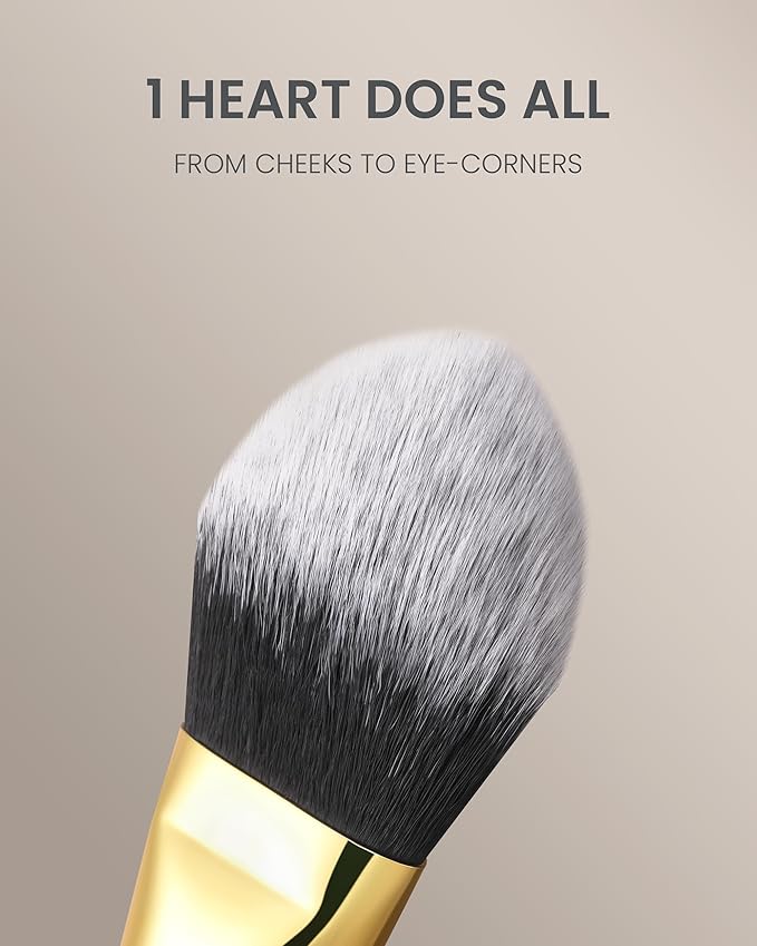 Desert Oak Series BloomFluff Powder Brush - 45mm Giant Heart-Shaped Face Brush for Setting Powder & Bronzer, Luxury Bubinga Handle (CM 196)-VivaGrace Women