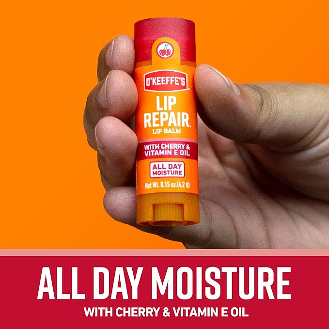 O'Keeffe's Lip Repair Lip Balm with Cherry & Vitamin E Oil, Stick (Pack of 3)-VivaGrace Women