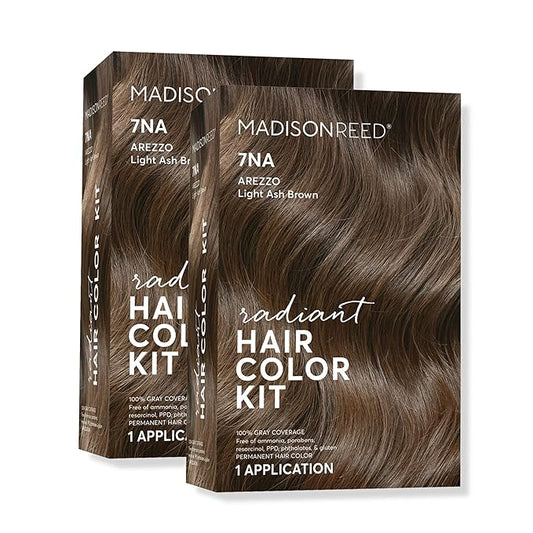 Madison Reed Radiant Hair Color Kit | 7NA Light Ash Brown (Arezzo Brown) for 100% Gray Hair Coverage | Salon Quality Permanent Hair Dye | PPD-Free & Ammonia-Free | (Packaging May Vary) 2 Pack-VivaGrace Women