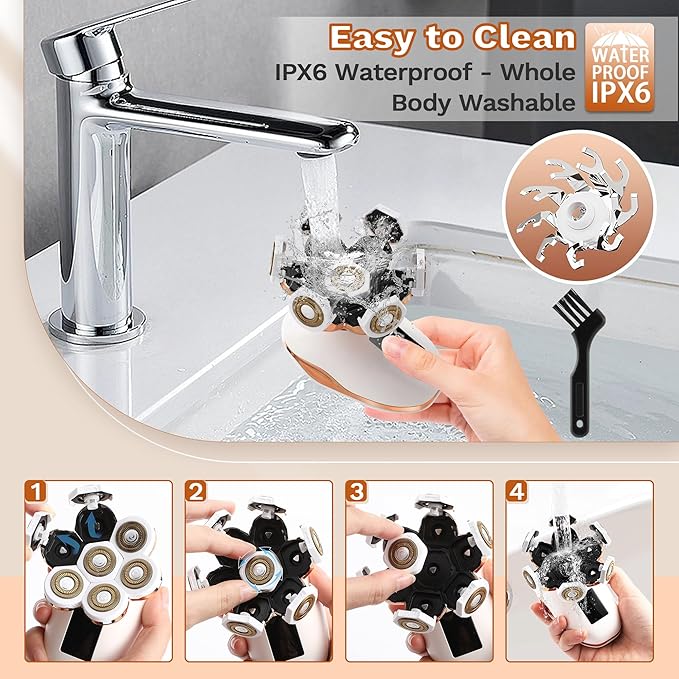 Electric Razors for Women, 7D Electric Shaver for Women, 5 in 1 Lady Shavers, Wet/Dry Bikini Trimmer, Rechargeable Facial Hair Removal, Painless Face Razor for Arms Legs Armpit Pubic Area-VivaGrace Women