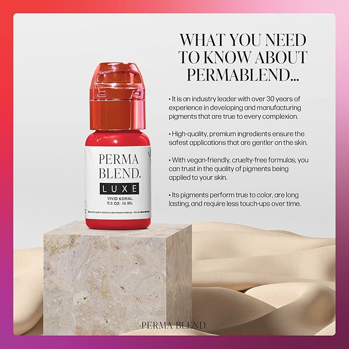 Perma Blend Luxe Lip Pigment Ink, Professional Lip Tattoo Microblading Supplies, Vivid Koral, .5 oz-VivaGrace Women