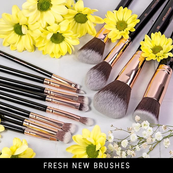 Niré Beauty 15piece Award Winning Professional Makeup Brush Set: Vegan Makeup Brushes with Case, Makeup Sponge, Brush Cleaner, Guide, Gift Box-VivaGrace Women