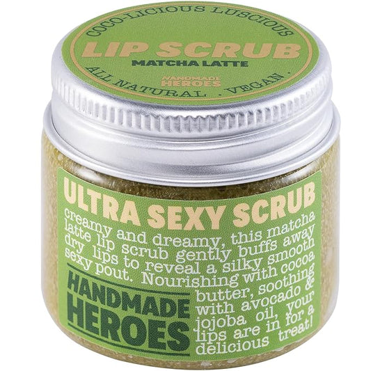 Handmade Heroes Matcha Latte Lip Scrub 1oz | 100% Natural Vegan Skin Care | Deep Conditioning Lip Scrub for Dry Lips with Jojoba Oil Avocado Oil | Natural Lightening Lip Exfoliator & Lip Plumper-VivaGrace Women