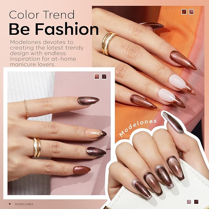 modelones Chameleon Gel Nail Polish Set, 6 Colors Fall Gel Polish Kit Nude Brown Glitter Shimmer Soak Off LED Nail Lamp Gel Nail Kit Home Gift DIY Salon For Women Girl-VivaGrace Women
