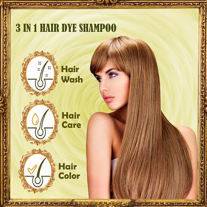 Blonde Brown Hair Dye Shampoo 3 in 1 - Instant Shampoo Para Pintar el Cabello Refresh Hair Color, Herbal Shampoo Hair Dye for Women Men, Easy to Use & Long Lasting Hair Color Shampoo 16.90 oz-VivaGrace Women