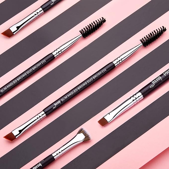 Jessup Eyebrow Makeup Brush Set Professional, Precision Define Sculpt, Flat Angled Spoolie Brushes, Cruelty-Free Synthetic Bristles 3PCS, T326-VivaGrace Women