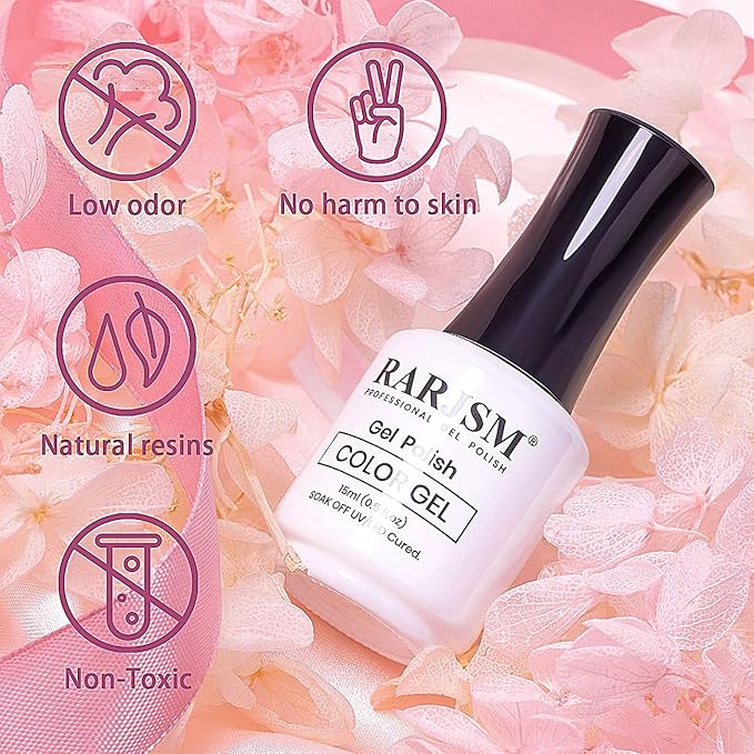 RARJSM Nude Pink Gel Nail Polish, Bubble Gel Polish Bare Collection Soak Off UV LED Nail GelPolish Nail Art Starter Manicure Salon DIY at Home 15ML