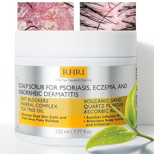 Anti Fungal Pre Shampoo Scalp Scrub for Psoriasis, Eczema & Seborrheic Dermatitis | DHT Blockers, Mineral Complex & Tea Tree Oil | Soothes Scalp and Promotes Hair Growth for Men & Women-VivaGrace Women