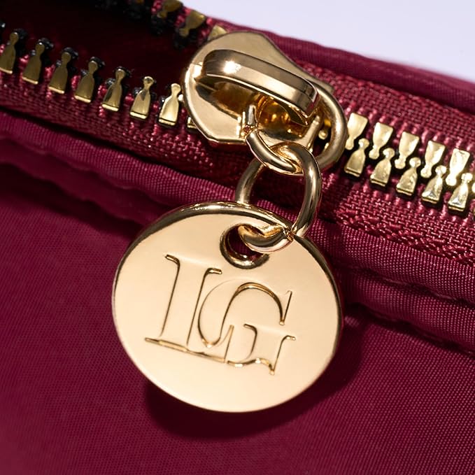 LAURA GELLER NEW YORK Quilted Makeup Bag with Brush Case, Burgundy - Toiletry Bag Organizer for Travel - Large Capacity Full Size Makeup Bag - Easy to Clean-VivaGrace Women