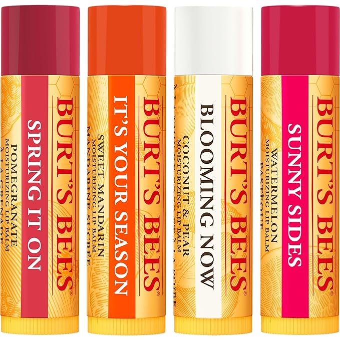 Burt's Bees Gifts, 4 Lip Balm Products, Just Picked Set - Pomegranate, Sweet Mandarin, Coconut Pear & Watermelon (4 Pack)-VivaGrace Women