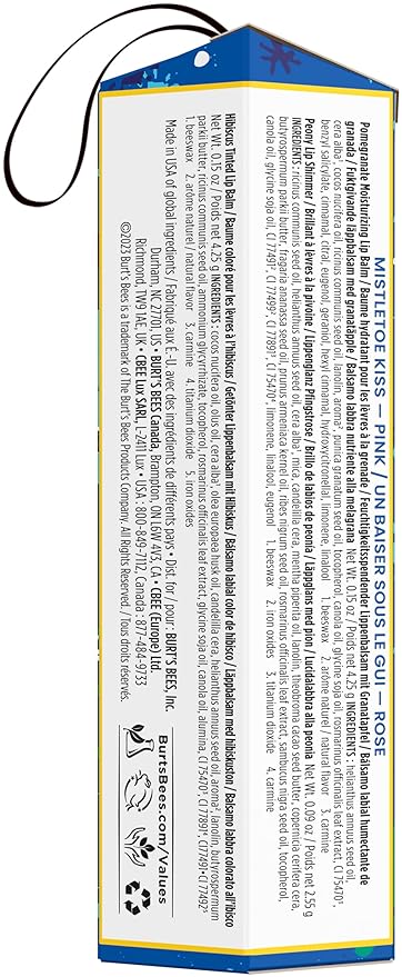 Burt's Bees Mistletoe Kiss Pink, Pomegrante, Peony, Hibiscus Lip Balm and Shimmer Holiday Collection Gift Set of 3-1 Count-VivaGrace Women