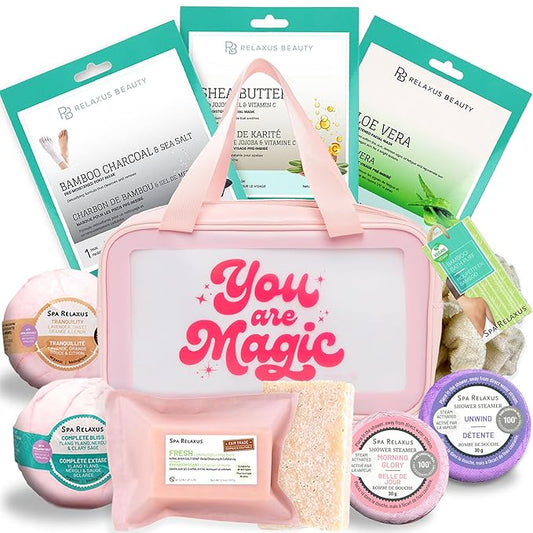 Spa Gift Baskets For Women - Premium Spa Gifts For Women With Cosmetic Bag, Bath Bombs, Handmade Spa Gift Set & Gift Boxes For Women - Mom Gifts, Birthday Gift Basket For Women-VivaGrace Women