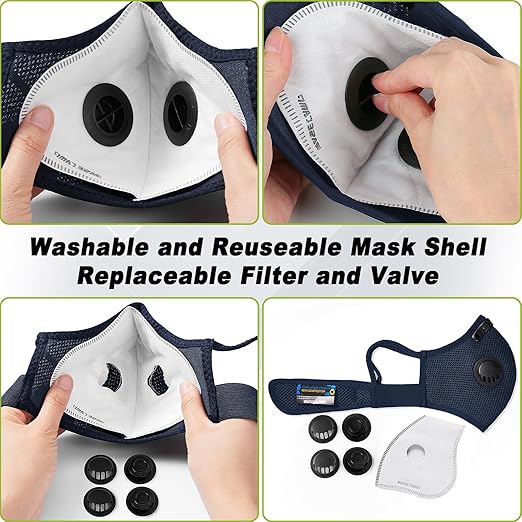 BASE CAMP Upgrade M Plus Dust Mask, Reusable Respirator Mask for Woodworking, Face Protection with 99.9% Effective Carbon Filters for Construction, Landscaping, Sanding, Painting, Pollution-VivaGrace Women