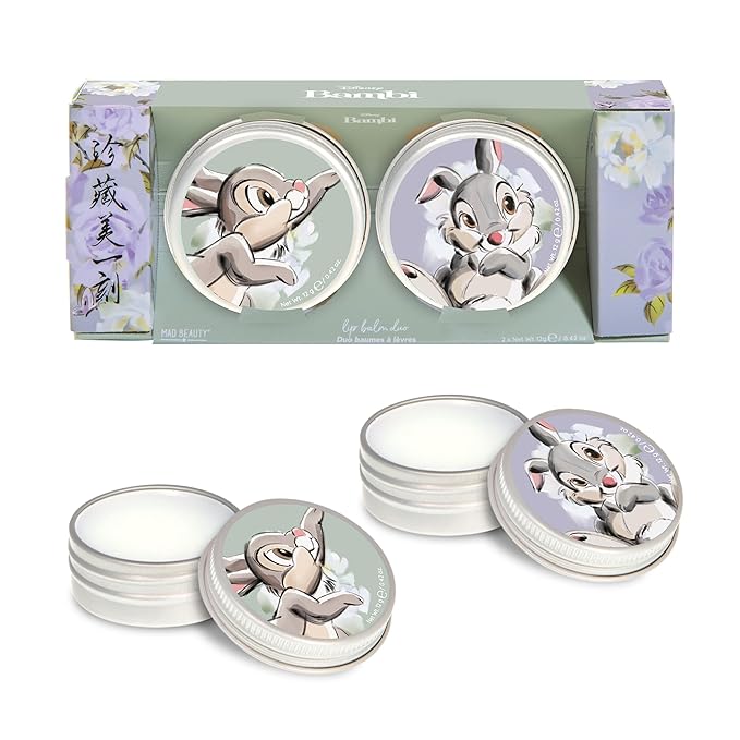 MAD BEAUTY Disney Beauty of Bambi Thumper Lip Balm Duo, Coconut & Vanilla Lip Balms, Hydrate, Soften, Moisturize, Scented, Fragranced-VivaGrace Women