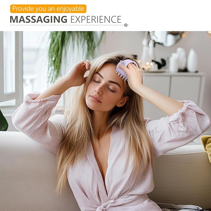 Sndyi Scalp Massager Shampoo Brush, Scalp Scrubber with Soft Silicone Bristles, Scalp Exfoliator for Dandruff Removal, Scalp Massager for Hair Growth, Wet Dry Hair Brush for Scalp Care, Taro Purple-VivaGrace Women