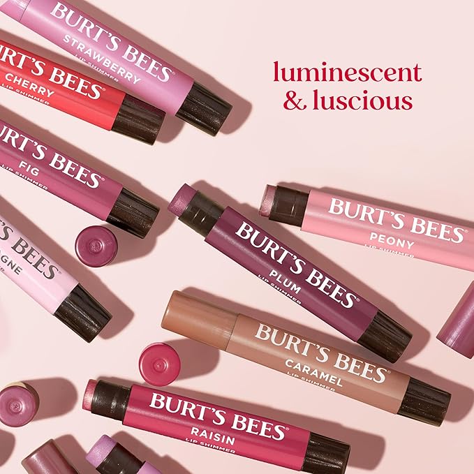 Burt's Bees Shimmer Lip Tint Set, Tinted Lip Balm Stick, Moisturizing for All Day Hydration with Natural Origin Glowy Pigmented Finish & Buildable Color, Plum (4-Pack)-VivaGrace Women