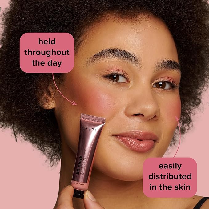 Lamel BB Blush Cheek Makeup - Lightweight and Long Lasting Liquid Blush - Blendable Cream Blush for Cheeks, Natural Finish Cream Contour - Pink Liquid Blush, 402 (Pink Blossom) -10ml/0,33fl.oz-VivaGrace Women