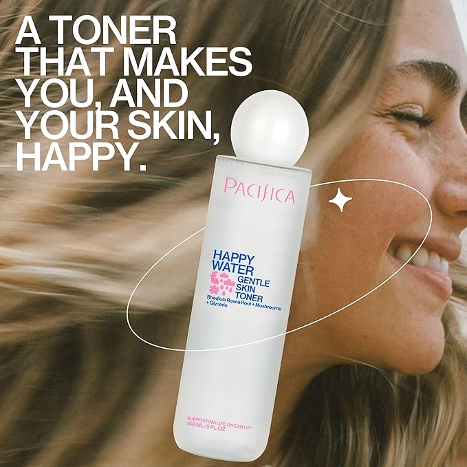 Pacifica Happy Water Hydrating Facial Toner Mist – Vegan Ceramides, Hyaluronic Acid & Electrolytes, Refreshing & Calming for Balanced Skin, Clean Beauty, Vegan, Cruelty-Free, All Skin Types, 4 oz-VivaGrace Women
