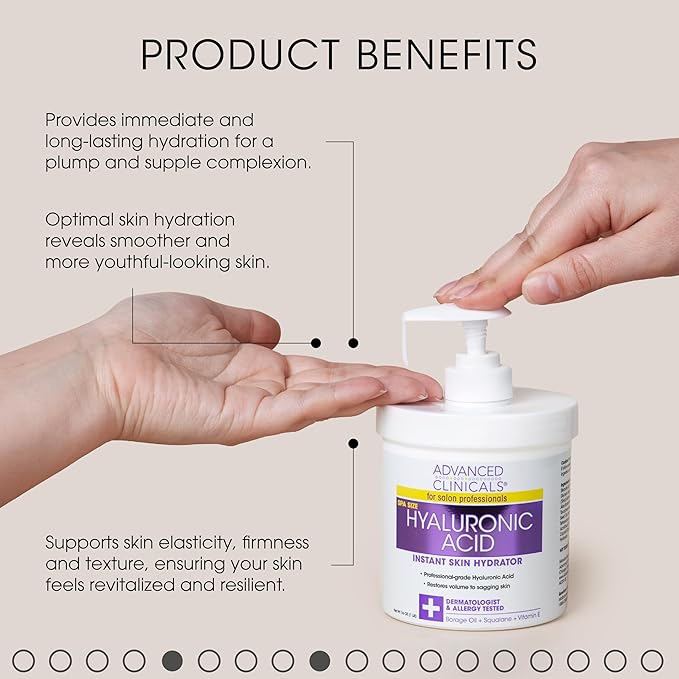 Advanced Clinicals Retinol Cream + Hyaluronic Acid Lotion Face & Body Skin Care. Anti Aging Dry Skin Rescue Creams Reduce Appearance Of Wrinkles, Fine Lines, & Sagging Skin, 16 Oz (Pack of 2)-VivaGrace Women