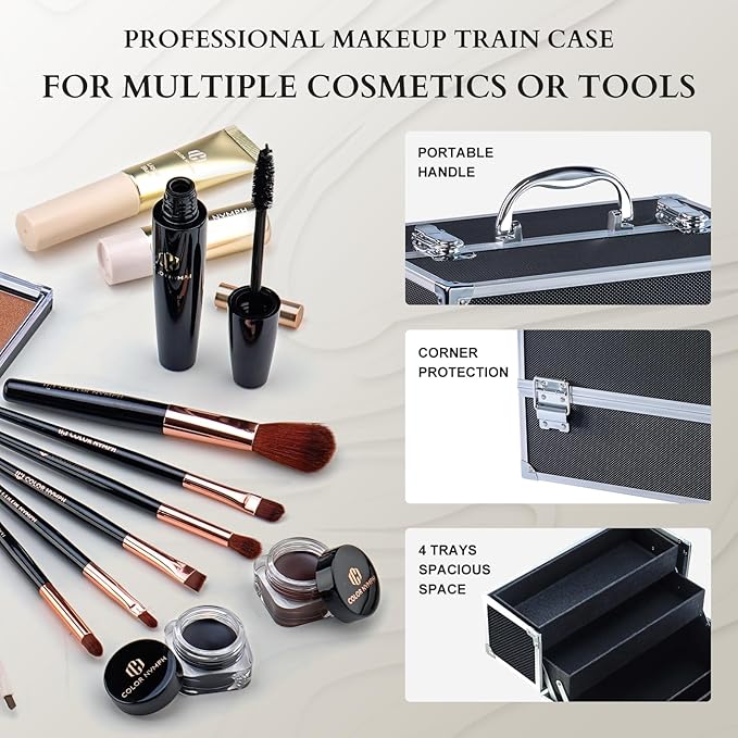 Color Nymph Makeup Sets for Teens Girls Women, Professional Makeup Kits All In One Makeup Set Storage Train Case, Beginner Full Cosmetics Kit with Eyeshadow Blush Lipstick Lipgloss Mascara etc Black-VivaGrace Women