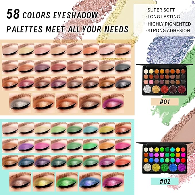 Makeup Set Makeup Set for Women Girls Teens Full Kit, Makeup Present Set for Beginners and Professionals Include Eyeshadow Palettes, Foundation, CC Cream, Liquid Lipsticks Set-VivaGrace Women