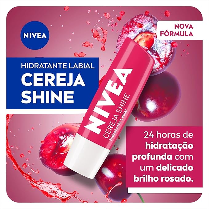 NIVEA Cherry Shine Lip Moisturizer Deep Hydration 4, 8g, Nivea, Cherry-VivaGrace Women