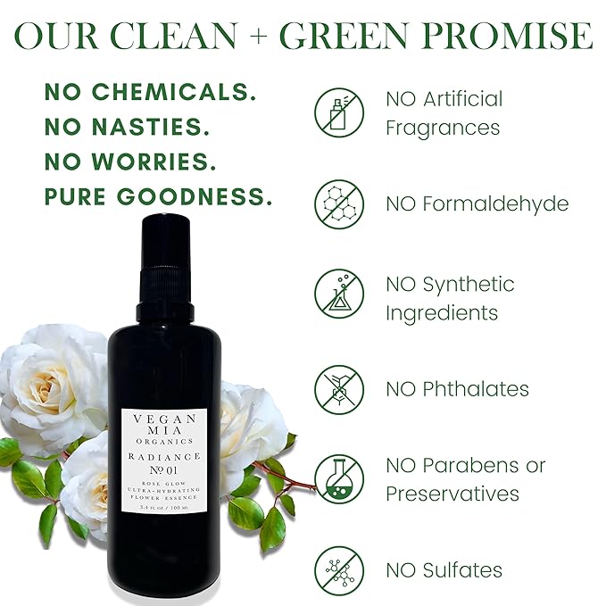 Organics - Radiance, Ultra-Hydrating Rose Water Spray for Face and Neck, Face Mist with Organic Rose Flower Essence, Facial Mist for All Skin Types, Hydrates Dry and Dull Skin, 3.4 fl oz-VivaGrace Women